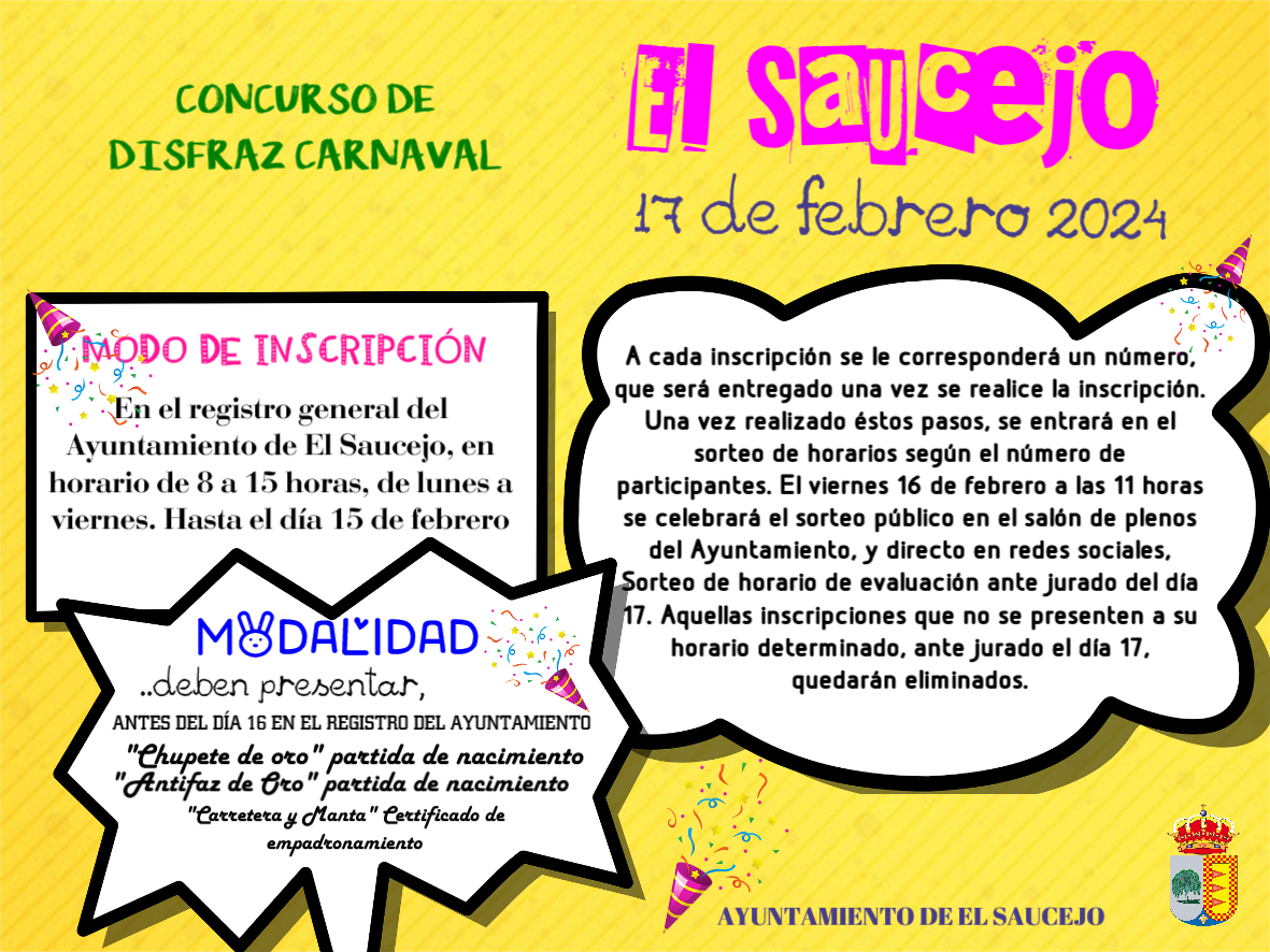 MODO DE INSCRIPCIÓN CONSURSO DE DISFRAZ CARNAVAL