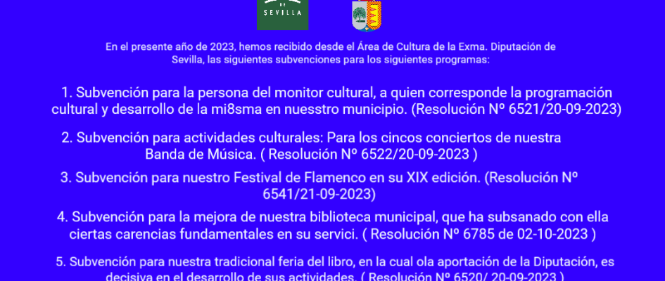 SUBVENCIONES DEL ÁREA DE CULTURA 2023